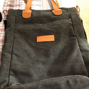 Pragma tote/backpack black with tan leather trim